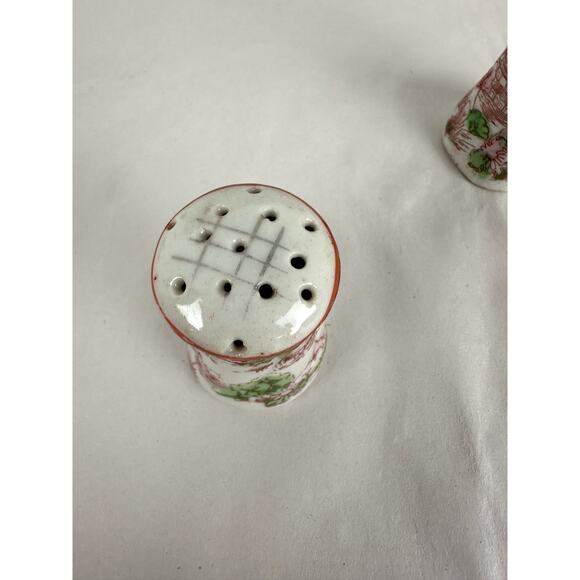 Japanese Antique China Salt and Pepper Shakers Geisha Floral St 1921-1941 - Picture 9 of 9